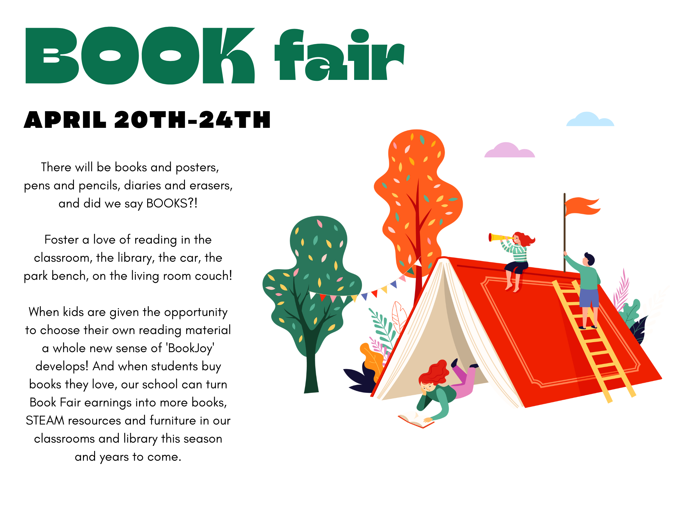 Pastel Illustrated Book Fair Poster